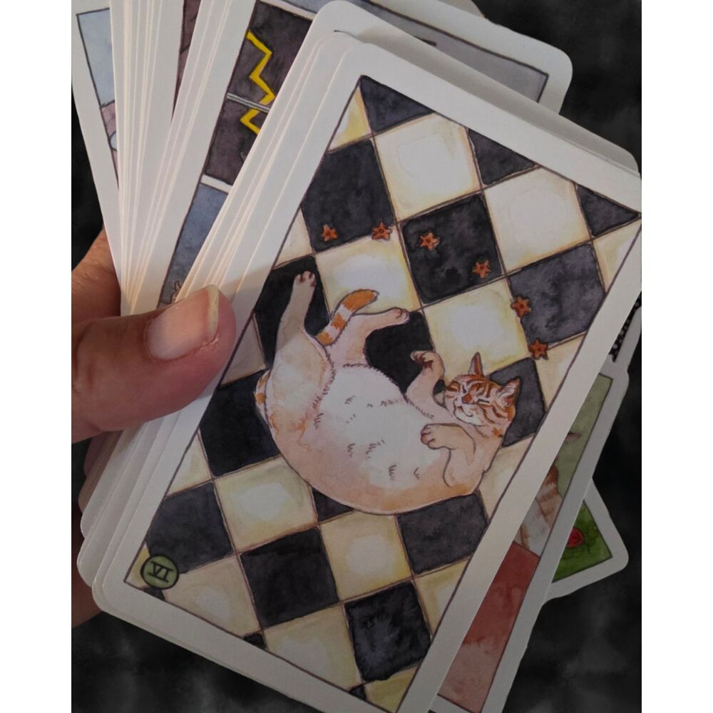 Cat Tarot Deck by Megan Lynn Kott – Complete 78 Card Set with Velvet Pouch